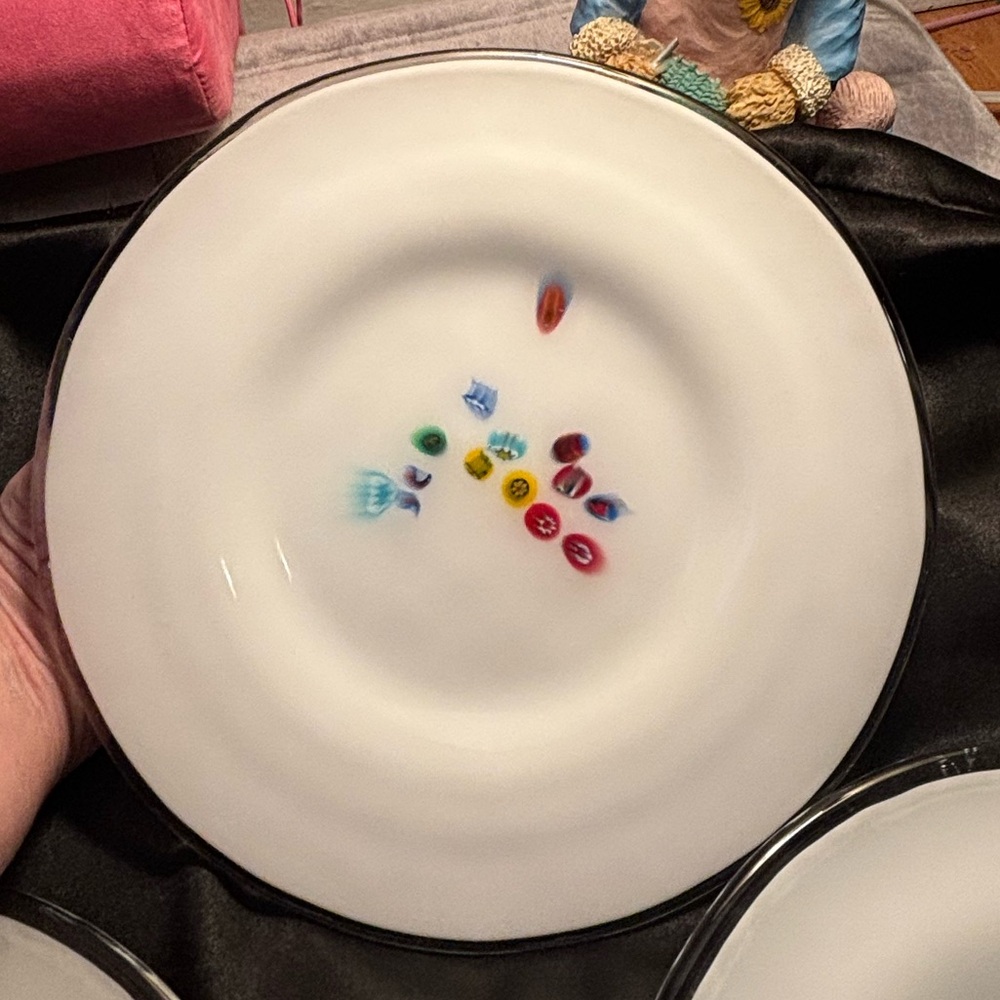 Set of Murano Italian millefiori Crate&Barrel fused glass plates 8” set of four